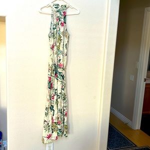 H&m floral halter neck maxi with slit belted sz large l